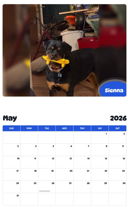 2026 - 2027 Sienna - Pawidols Pet Calendar
