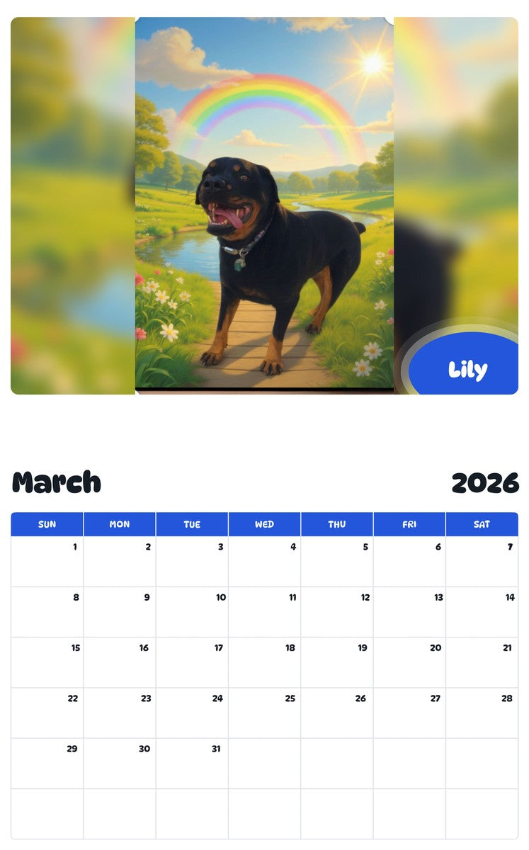 November 2025 - October 2026 Lily - Pawidols Pet Calendar