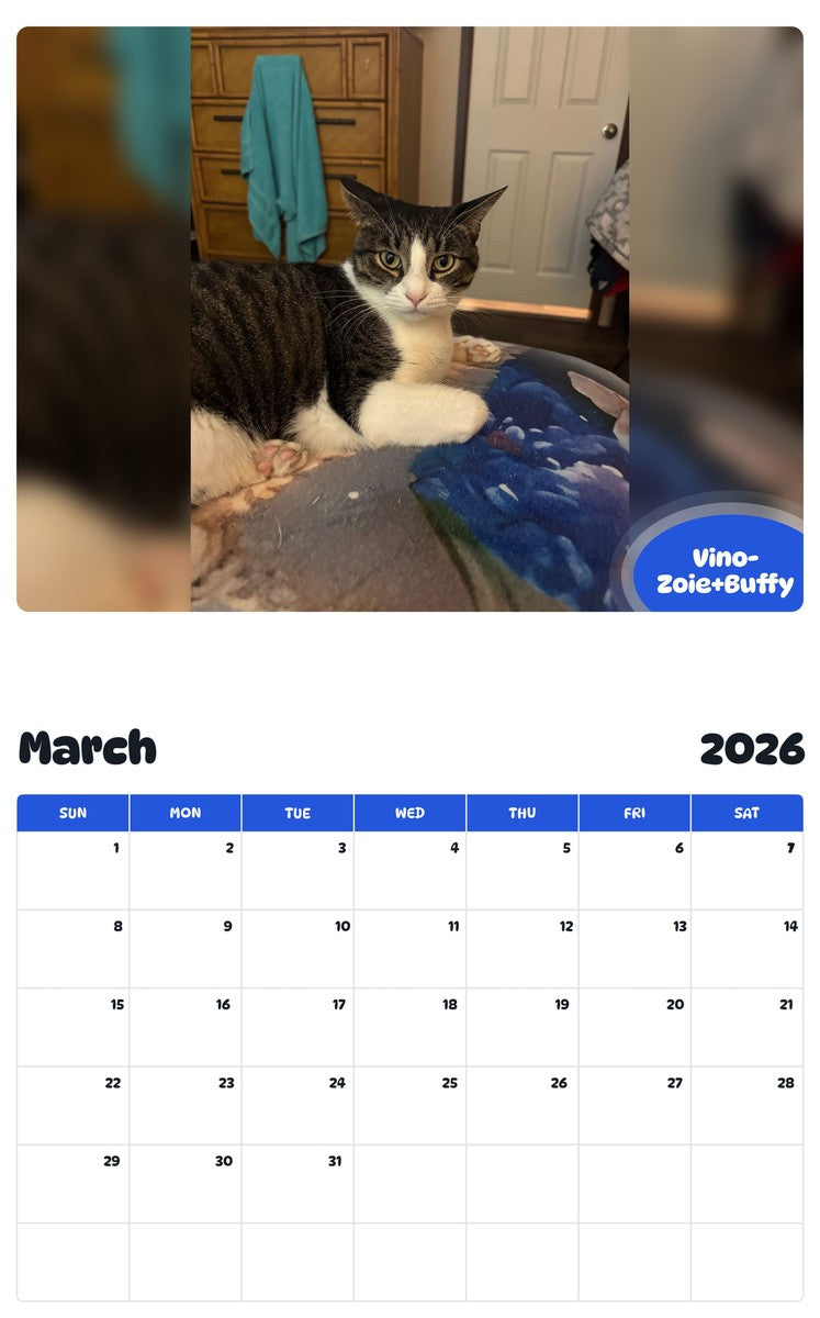 November 2025 - October 2026 Vino-Zoie+Buffy - Pawidols Pet Calendar