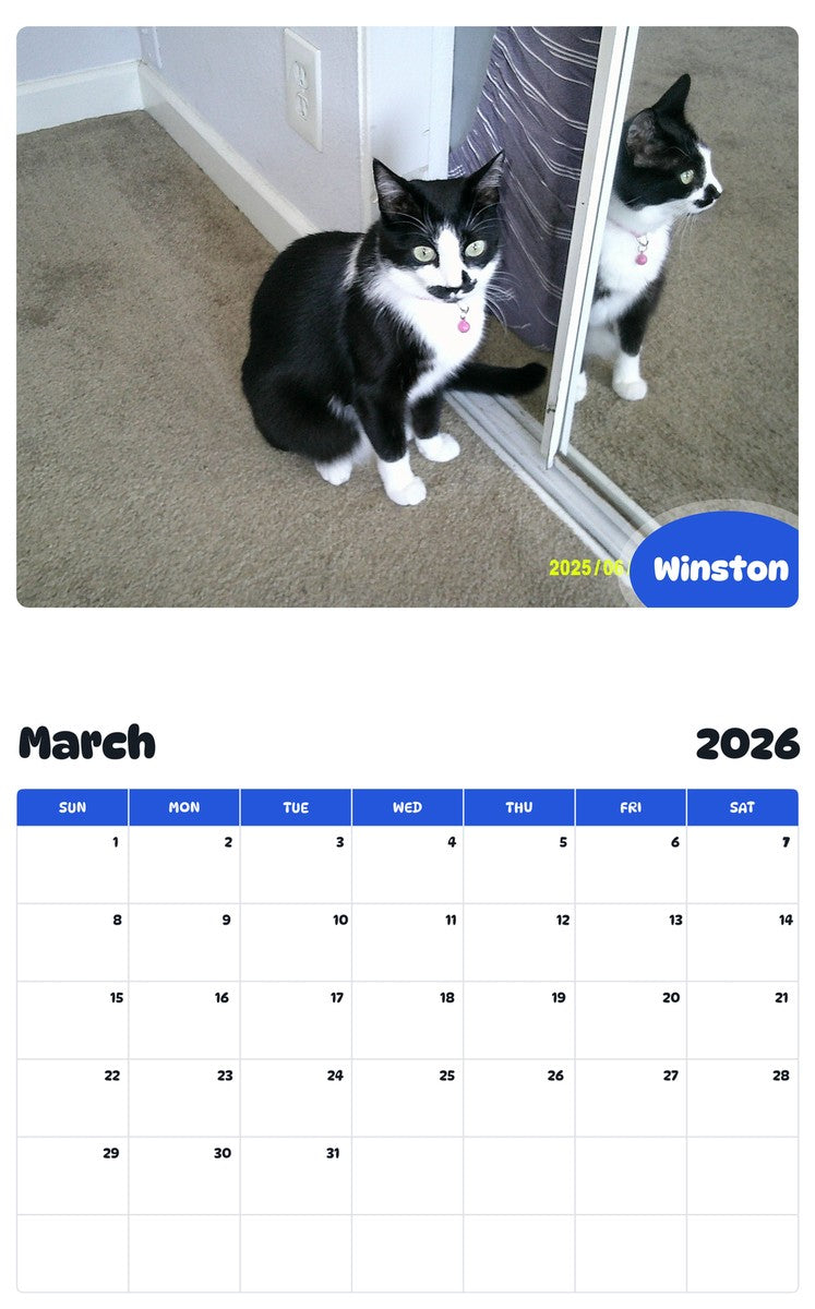 November 2025 - October 2026 Winston - Pawidols Pet Calendar