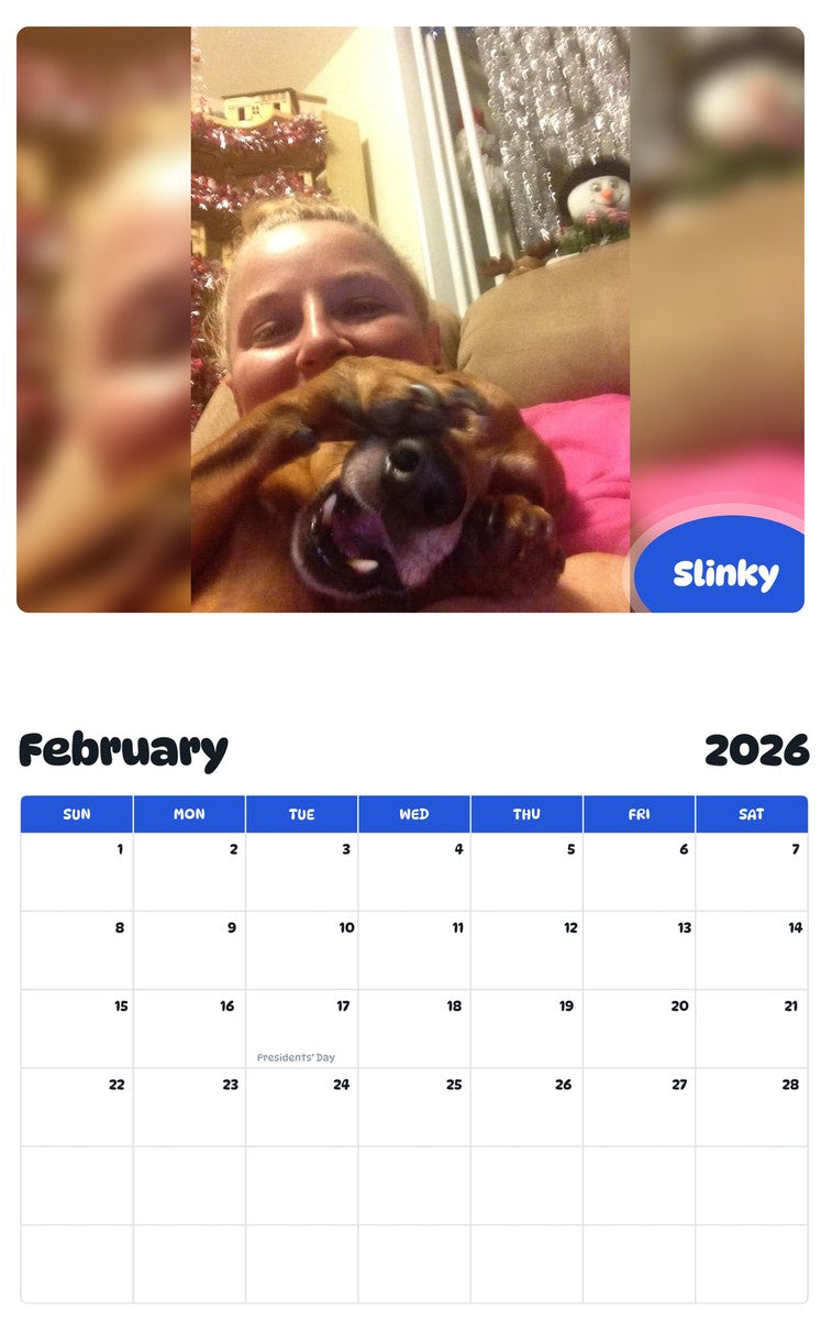 October 2025 - September 2026 Slinky - Pawidols Pet Calendar