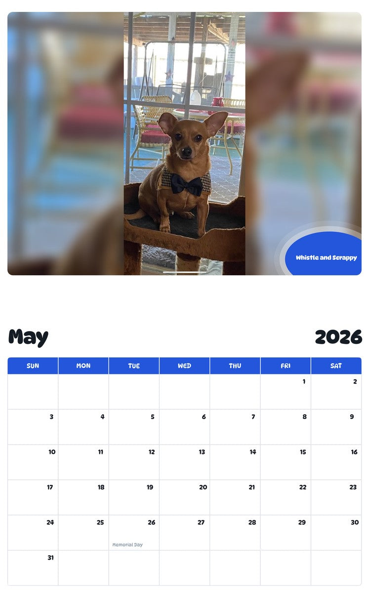 2026 - 2027 Whistle and Scrappy - Pawidols Pet Calendar