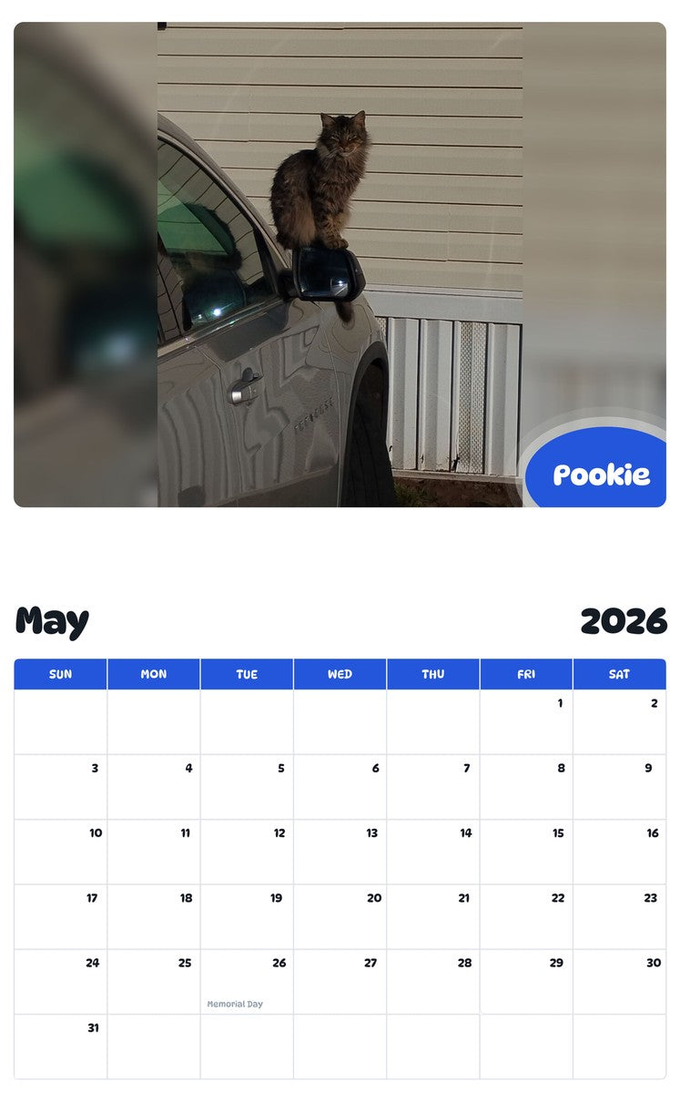 2026 - 2027 Pookie - Pawidols Pet Calendar