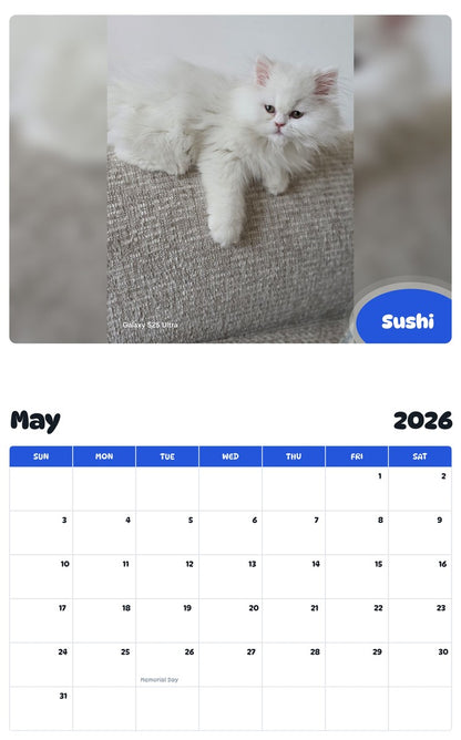 2026 - 2027 Sushi - Pawidols Pet Calendar