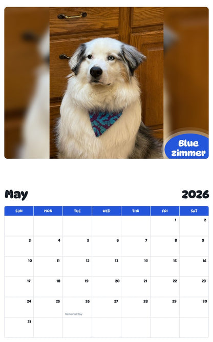 2026 - 2027 Blue zimmer - Pawidols Pet Calendar