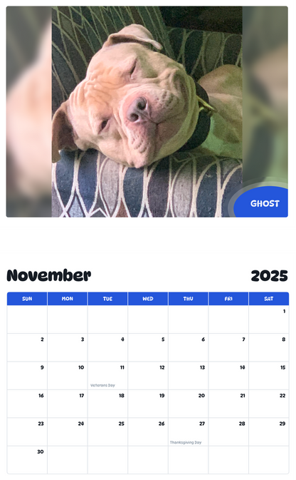 July 2025 - June 2026 Ghost - Pawidols Pet Calendar