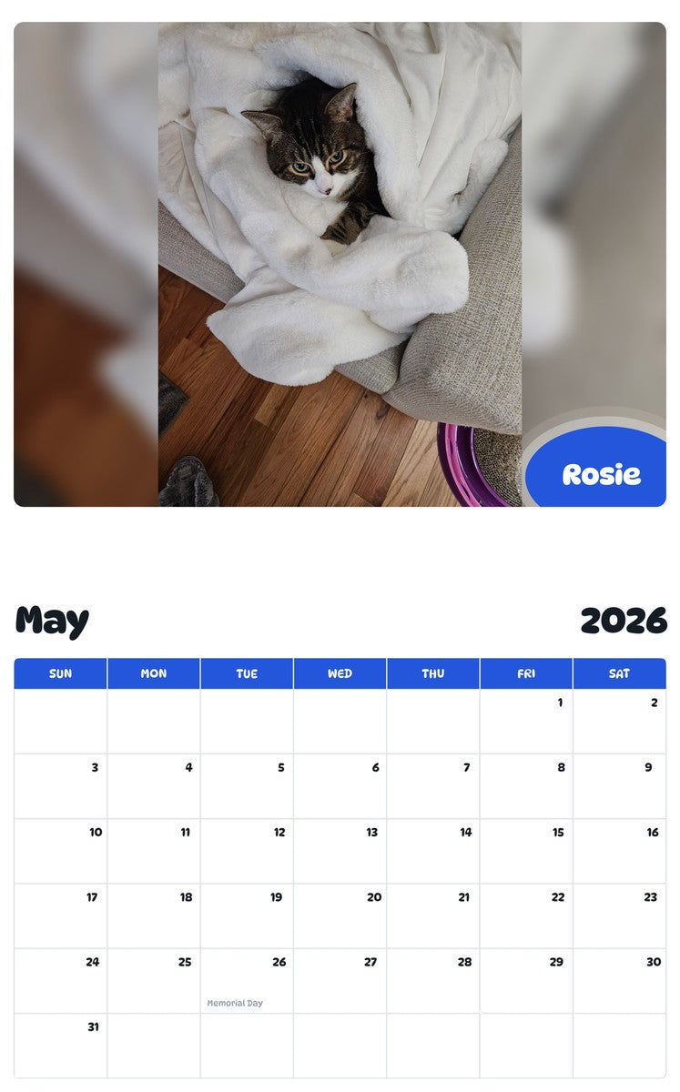 2026 - 2027 Rosie - Pawidols Pet Calendar