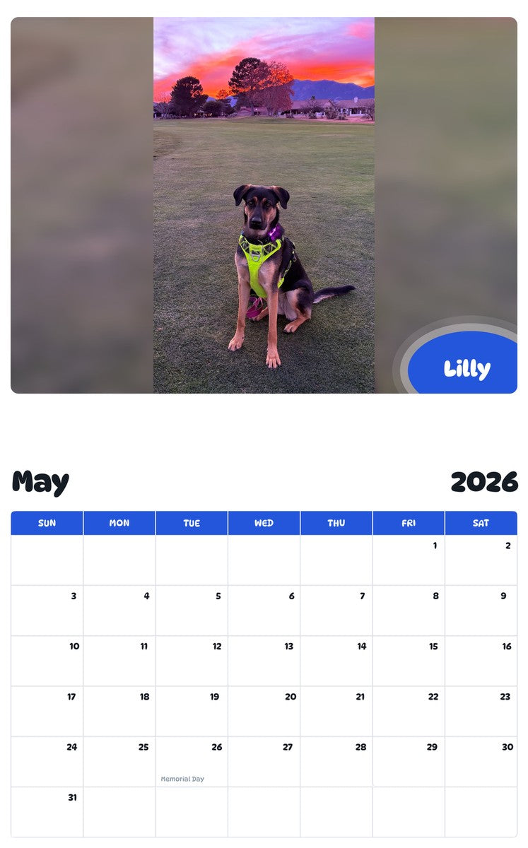 2026 - 2027 Lilly - Pawidols Pet Calendar