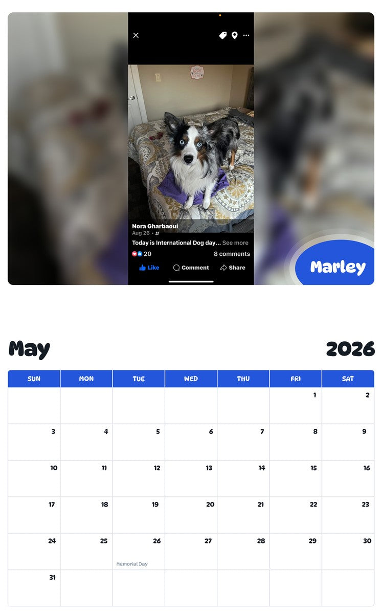 2026 - 2027 Marley - Pawidols Pet Calendar