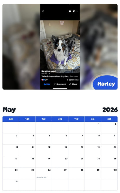 2026 - 2027 Marley - Pawidols Pet Calendar