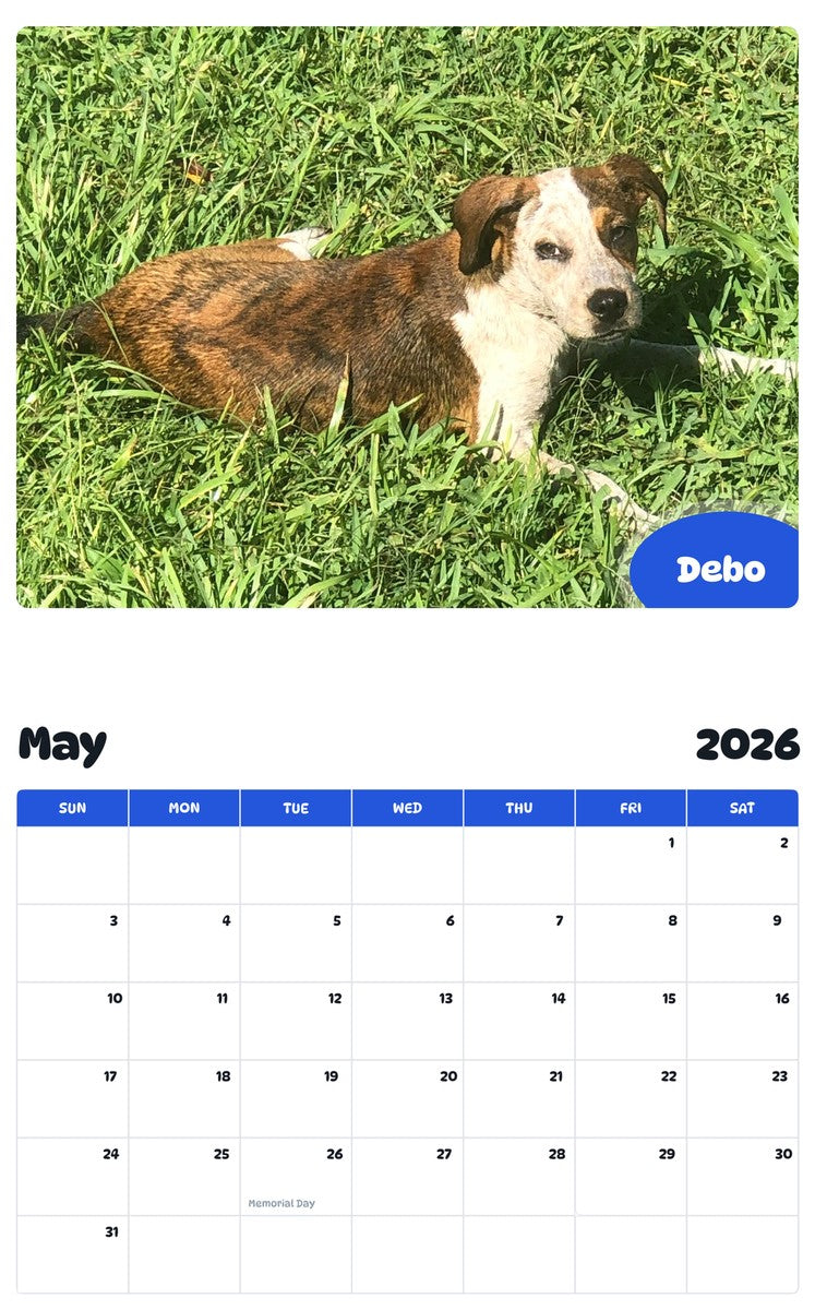 2026 - 2027 Debo - Pawidols Pet Calendar