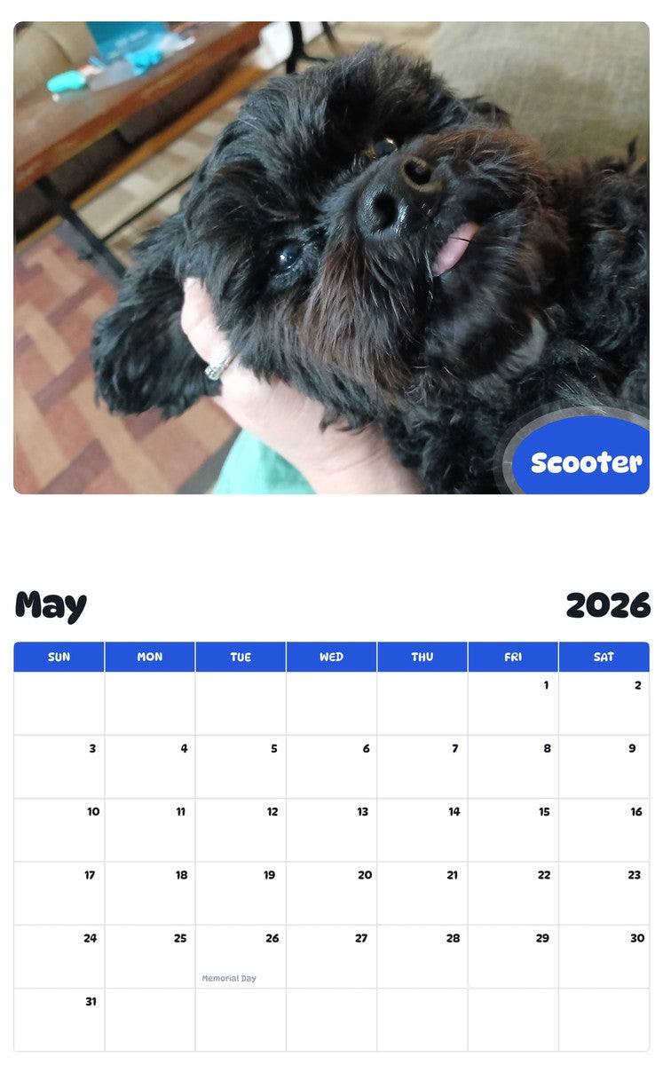 2026 - 2027 Scooter - Pawidols Pet Calendar