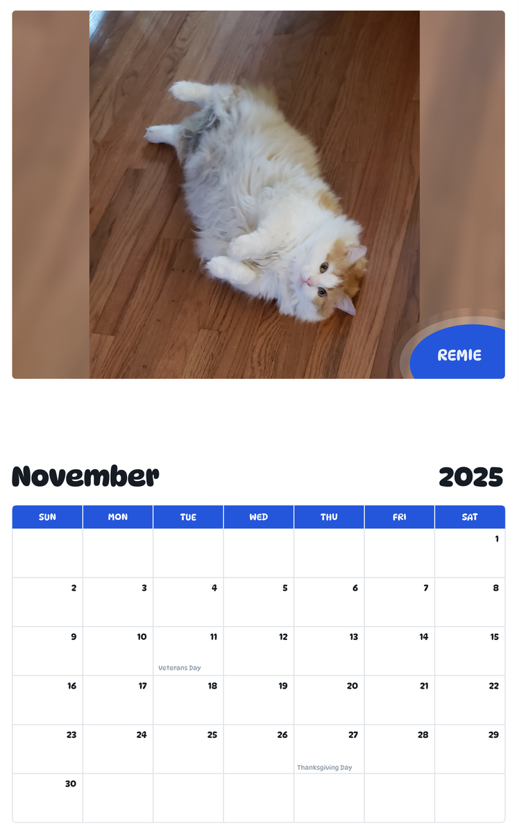 July 2025 - June 2026 Remie - Pawidols Pet Calendar