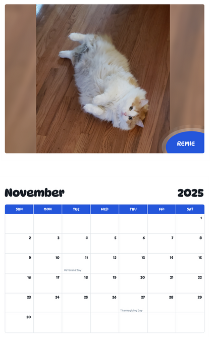 July 2025 - June 2026 Remie - Pawidols Pet Calendar