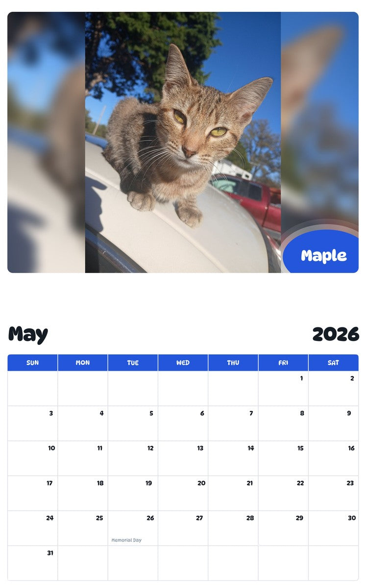 2026 - 2027 Maple - Pawidols Pet Calendar