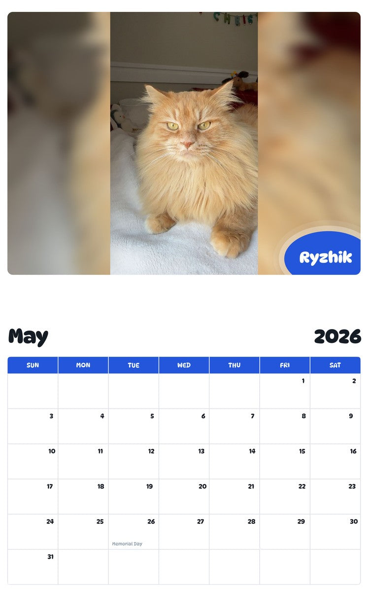 2026 - 2027 Ryzhik - Pawidols Pet Calendar