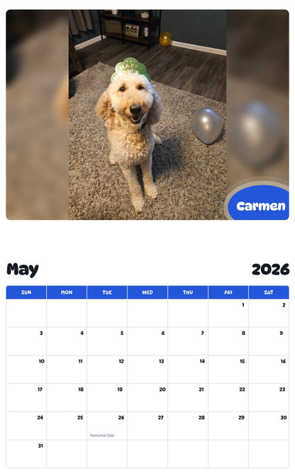 2026 - 2027 Carmen - Pawidols Pet Calendar