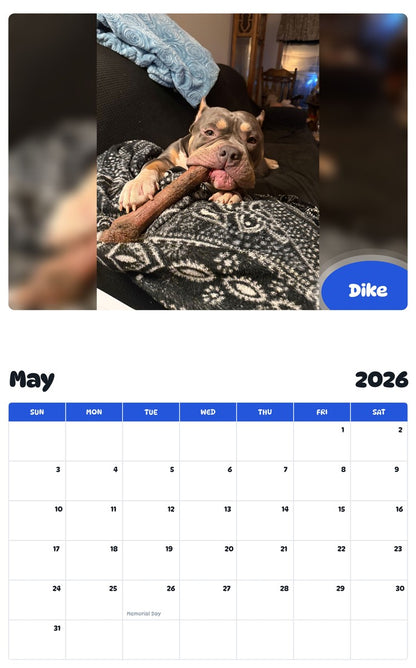 2026 - 2027 Dike - Pawidols Pet Calendar