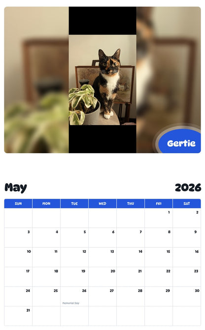 2026 - 2027 Gertie - Pawidols Pet Calendar