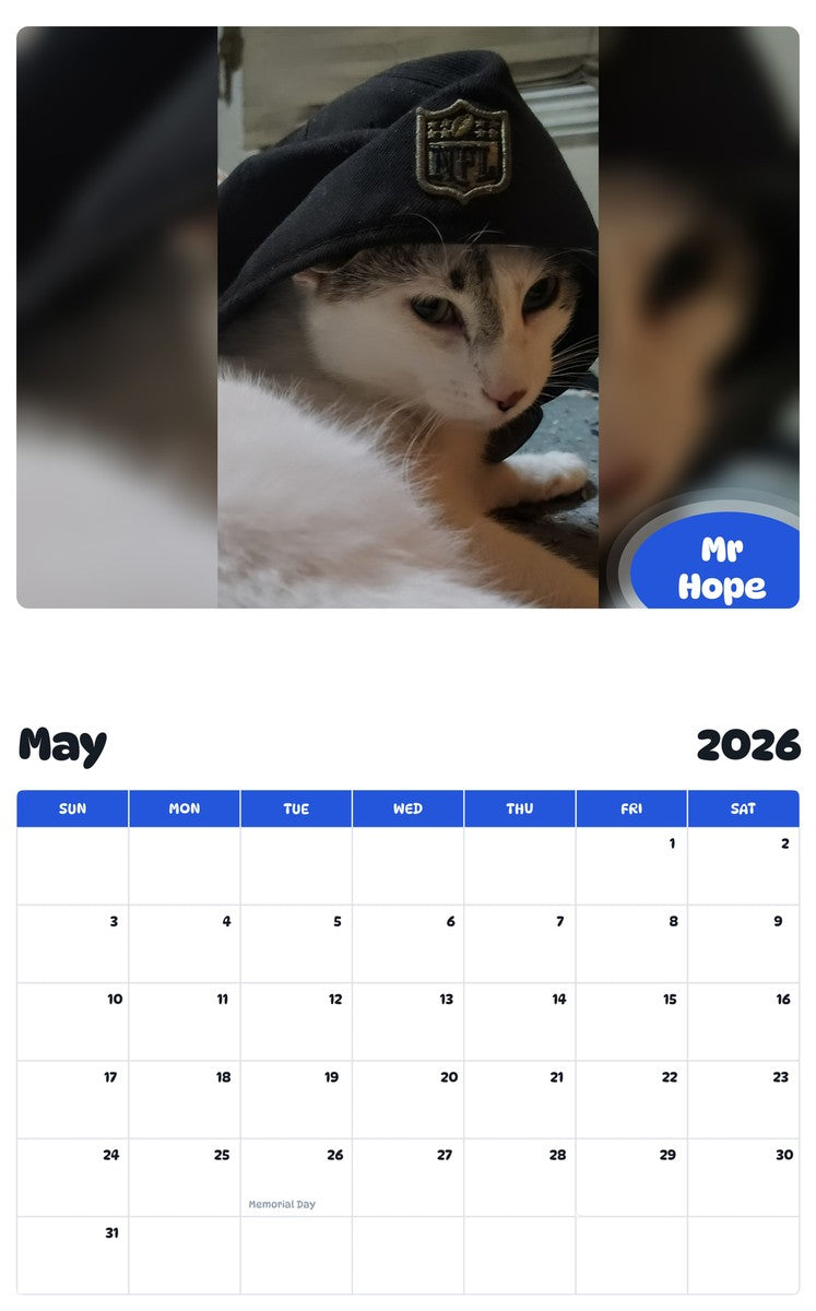 2026 - 2027 Mr Hope - Pawidols Pet Calendar