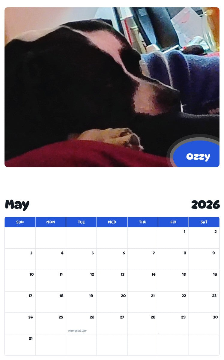 2026 - 2027 Ozzy - Pawidols Pet Calendar