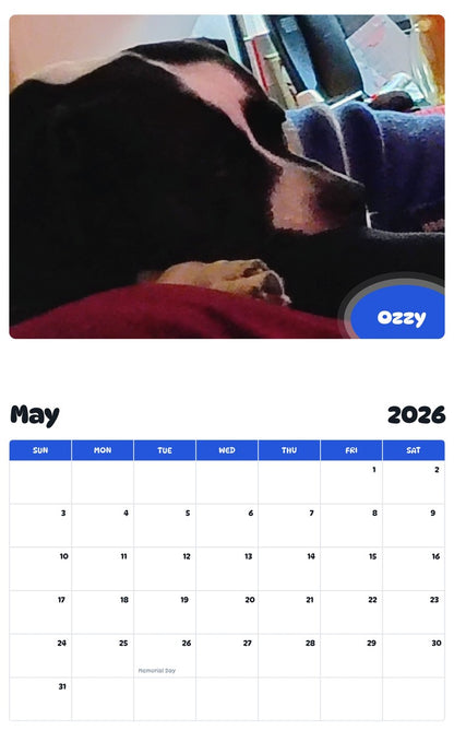 2026 - 2027 Ozzy - Pawidols Pet Calendar