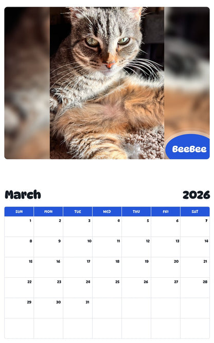 November 2025 - October 2026 BeeBee - Pawidols Pet Calendar