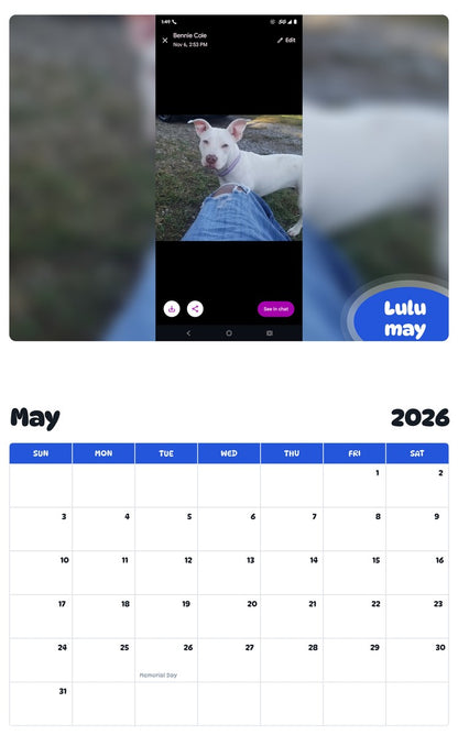 2026 - 2027 Lulu  may - Pawidols Pet Calendar