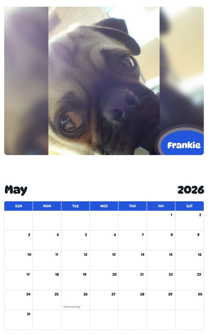 2026 - 2027 Frankie - Pawidols Pet Calendar