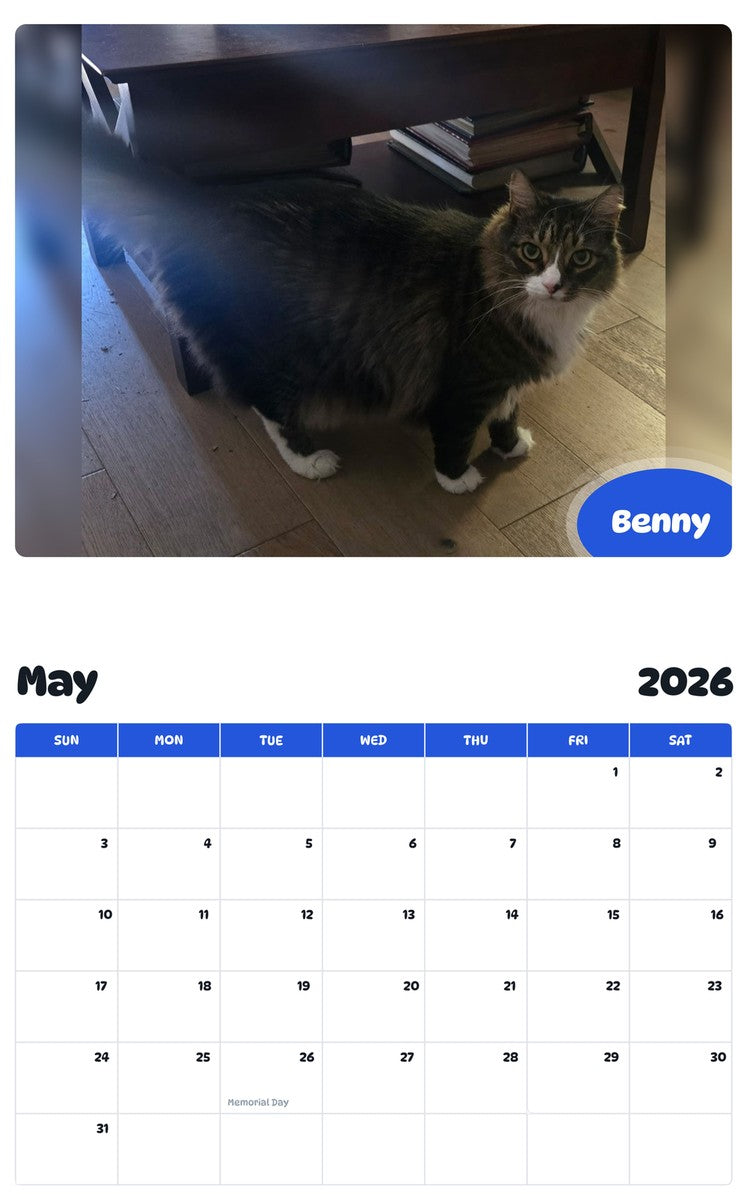 2026 - 2027 Benny - Pawidols Pet Calendar