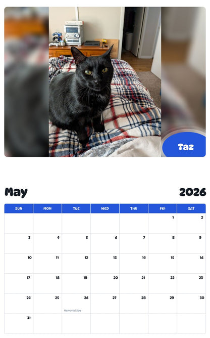 2026 - 2027 Taz - Pawidols Pet Calendar