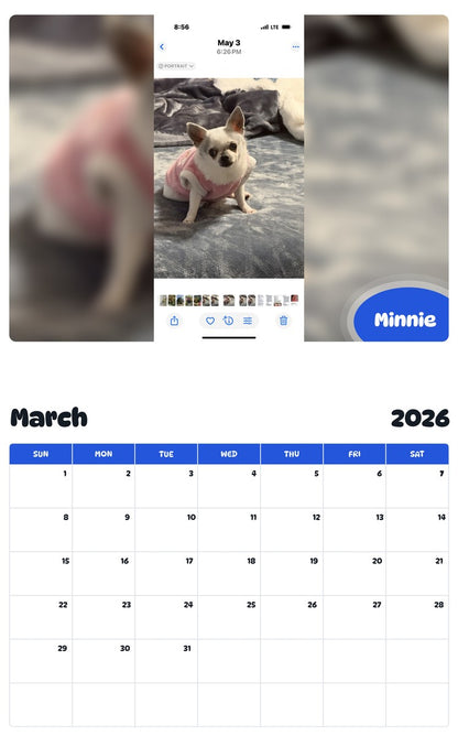 November 2025 - October 2026 Minnie - Pawidols Pet Calendar
