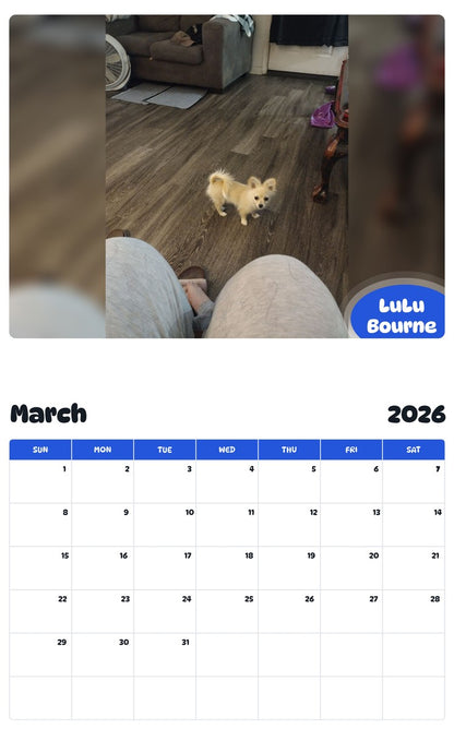 November 2025 - October 2026 LuLu Bourne - Pawidols Pet Calendar