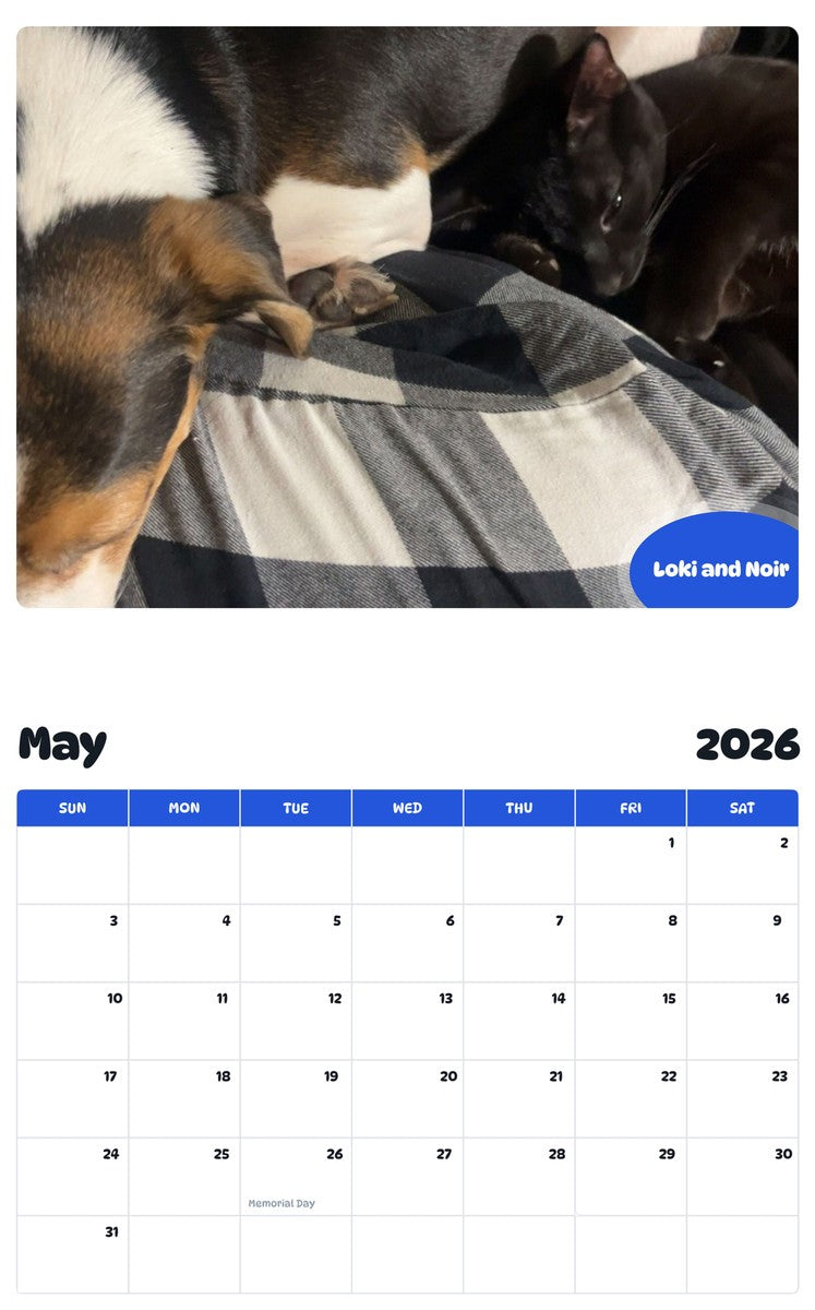2026 - 2027 Loki and Noir - Pawidols Pet Calendar