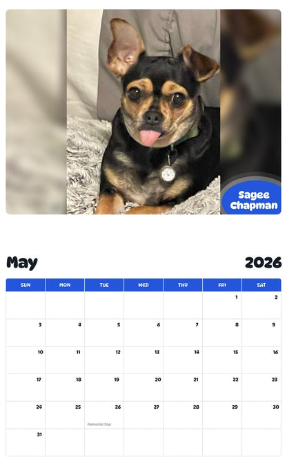 2026 - 2027 Sagee Chapman - Pawidols Pet Calendar