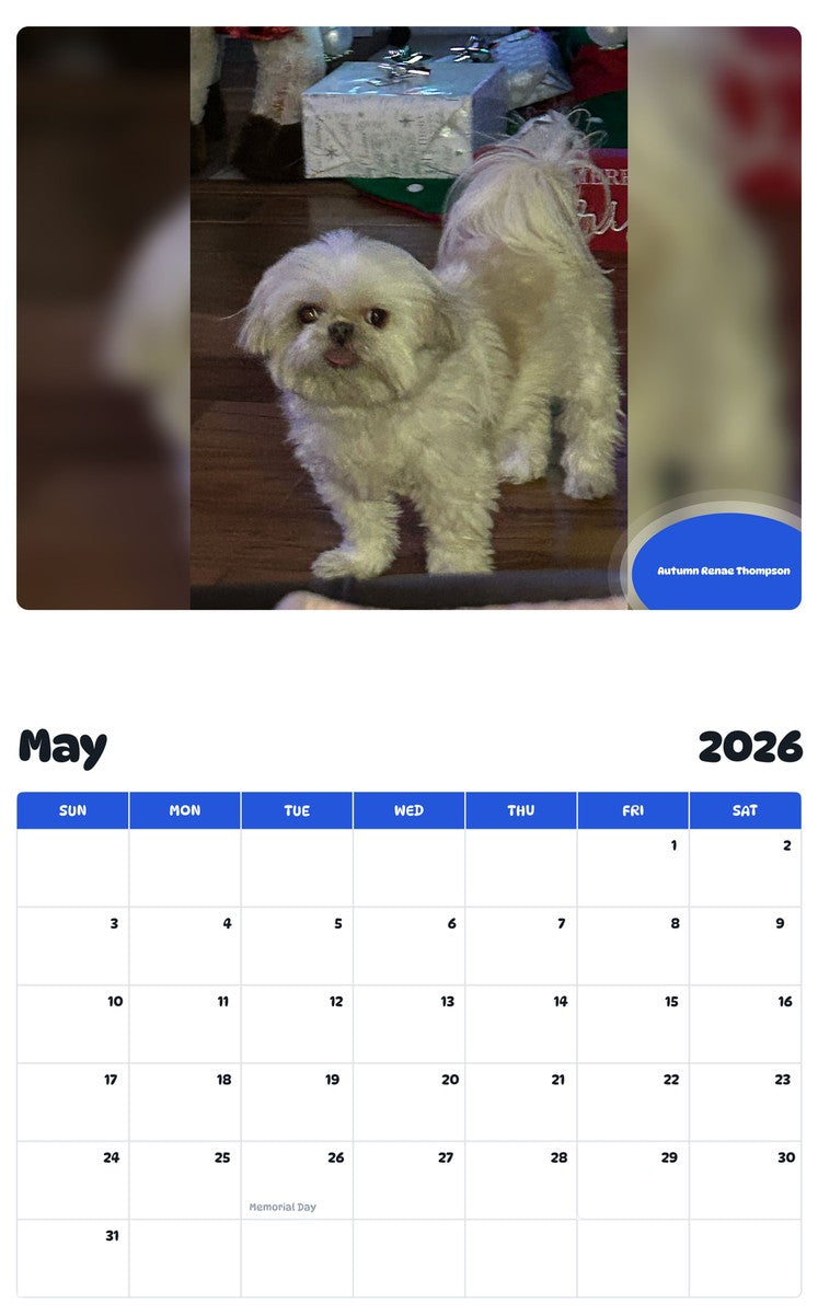 2026 - 2027 Autumn Renae Thompson - Pawidols Pet Calendar