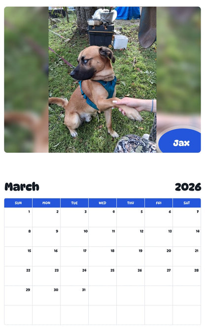 November 2025 - October 2026 Jax - Pawidols Pet Calendar