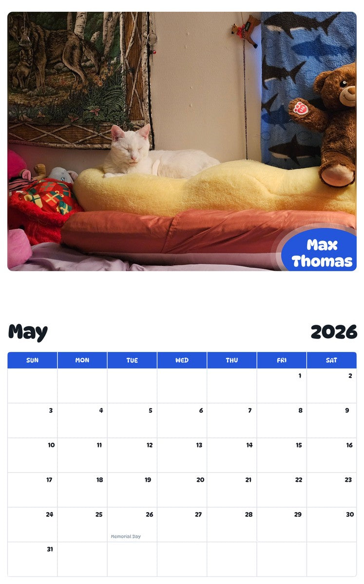 2026 - 2027 Max Thomas - Pawidols Pet Calendar