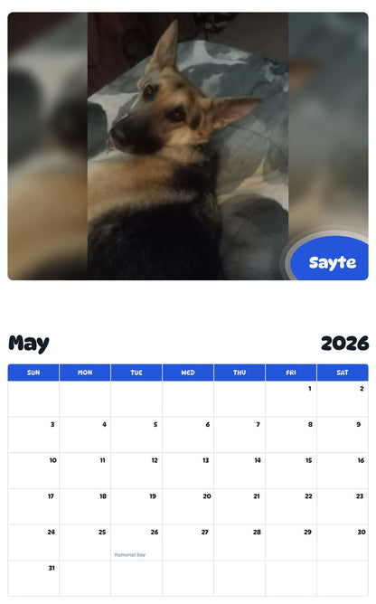 2026 - 2027 Sayte - Pawidols Pet Calendar
