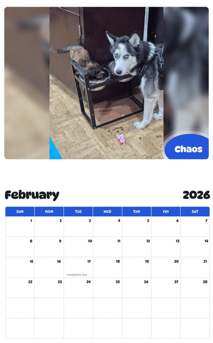 October 2025 - September 2026 Chaos - Pawidols Pet Calendar