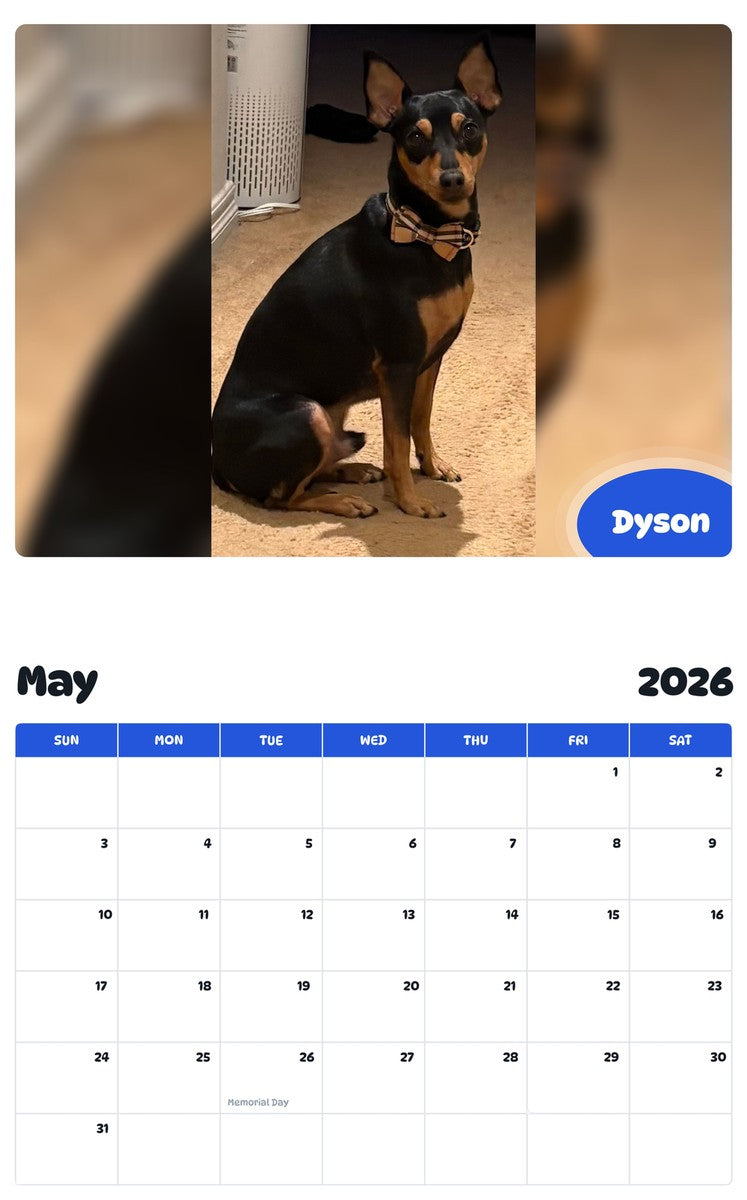 2026 - 2027 Dyson - Pawidols Pet Calendar