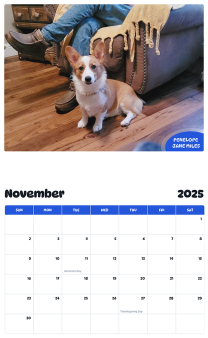 July 2025 - June 2026 Penelope Jane Miles - Pawidols Pet Calendar