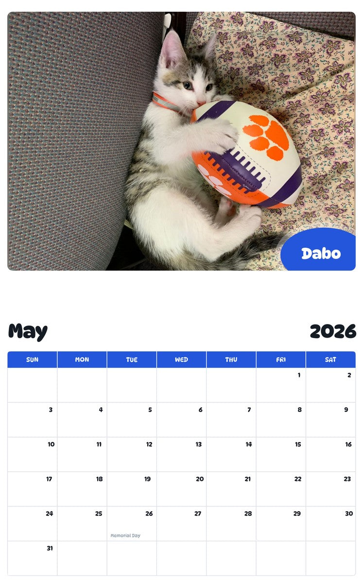 2026 - 2027 Dabo - Pawidols Pet Calendar