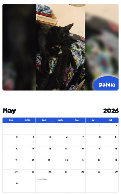 2026 - 2027 Dahlia - Pawidols Pet Calendar