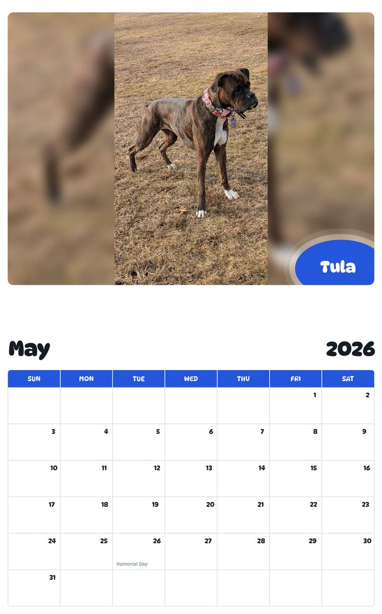 2026 - 2027 Tula - Pawidols Pet Calendar