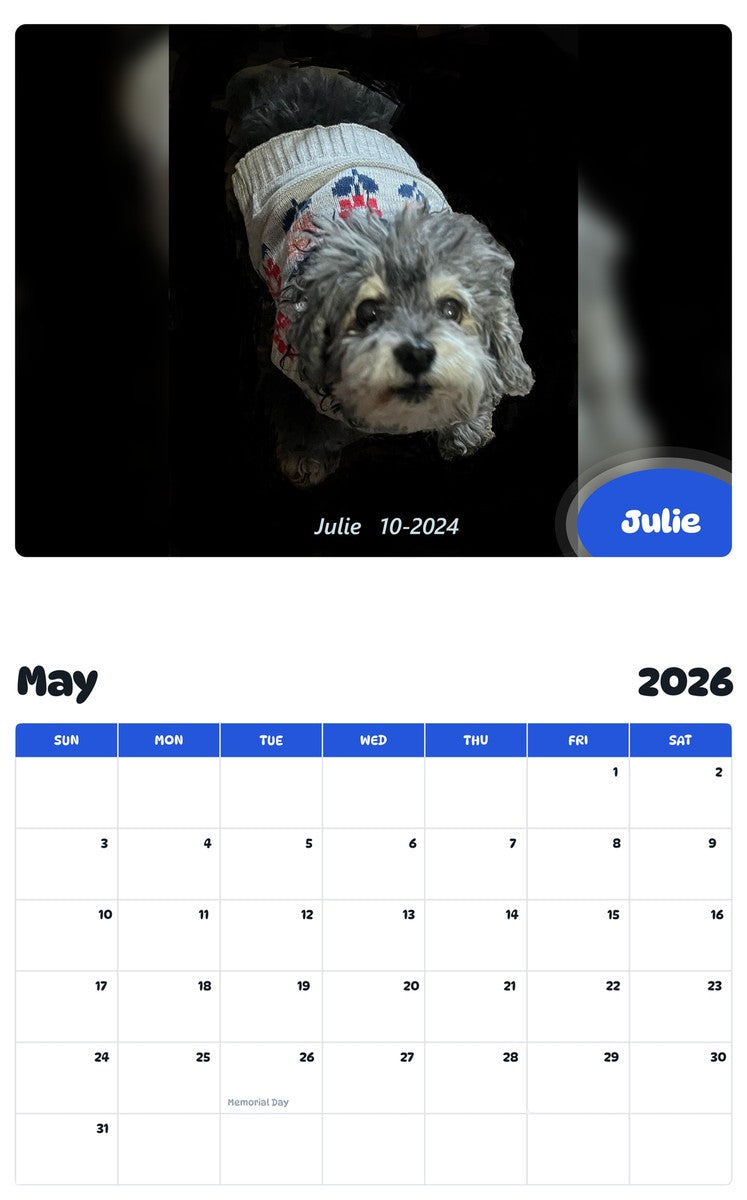 2026 - 2027 Julie - Pawidols Pet Calendar