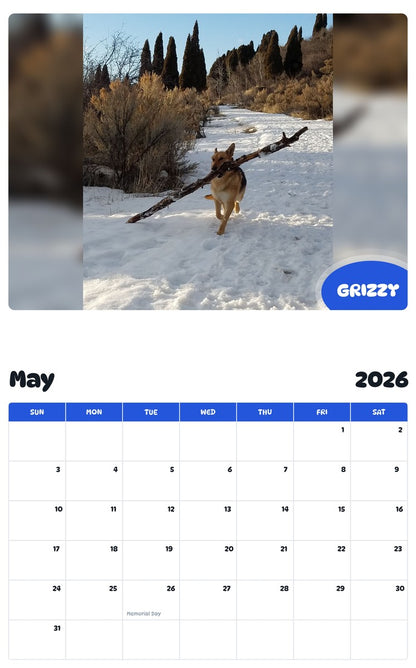 2026 - 2027 GRIZZY - Pawidols Pet Calendar