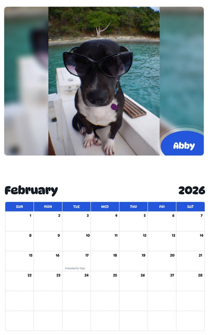 October 2025 - September 2026 Abby - Pawidols Pet Calendar