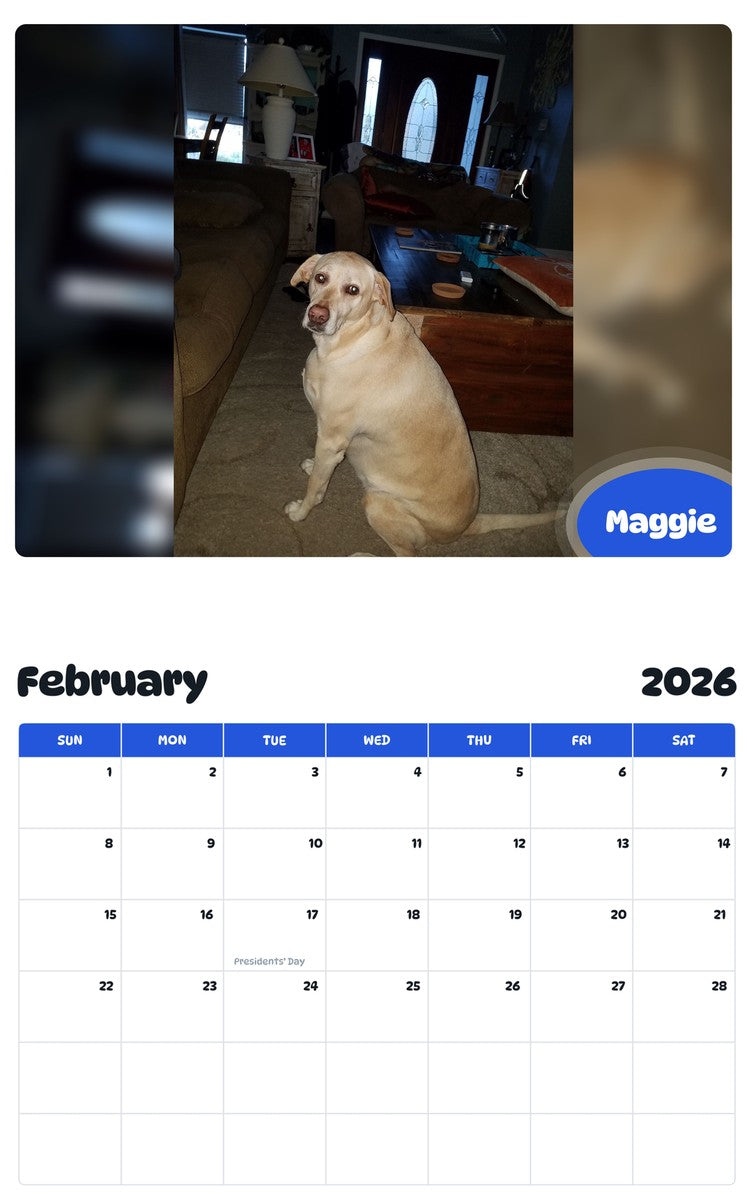 October 2025 - September 2026 Maggie - Pawidols Pet Calendar