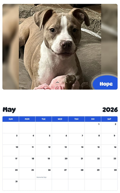 2026 - 2027 Hope - Pawidols Pet Calendar